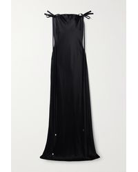 Brandon Maxwell Gathered Cutout Silk-satin Gown in Black