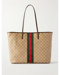 Gucci - Tribeca Leather-Trimmed Coated Canvas-Jacquard Tote - Lyst
