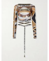PUCCI - Cropped Printed Tulle Top - Lyst
