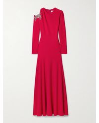 Erdem - Cold-Shoulder Crystal-Embellished Draped Recycled-Crepe Gown - Lyst