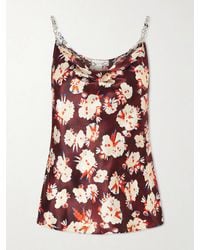 Rabanne - Chainmail-Embellished Floral-Print Silk Tank - Lyst