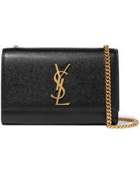 Saint Laurent Sac Porté Épaule En Cuir Texturé Monogramme Kate Small - Noir