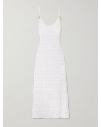 Bottega Veneta - Embellished Open-Knit Cotton And Silk-Blend Midi Dress - Lyst