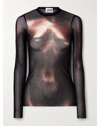 Jean Paul Gaultier - Body Dust Oberteil Aus Mesh Mit Trompe-L'Œil-Print - Lyst