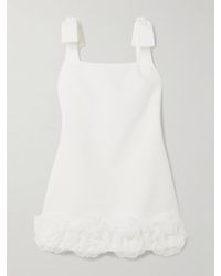 Self-Portrait - Mini-Robe En Crêpe À Finitions En Dentelle Et À Nœuds - Lyst