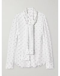 Acne Studios - Layered Tie-Neck Distressed Polka-Dot Georgette Blouse - Lyst