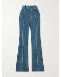 FRAME - The Slim Stacked Cotton-Blend Velvet Straight-Leg Pants - Lyst
