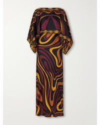 PUCCI - Cape-Detailed Printed Silk-Twill Maxi Dress - Lyst