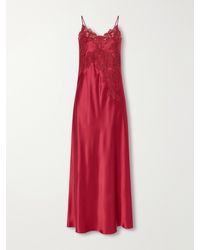 Loretta Caponi - Grimilde Lace-Trimmed Silk Maxi Dress - Lyst
