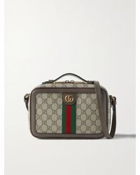 Gucci - Ophidia Kleine Schultertasche Aus Bedrucktem, Beschichtetem Canvas Mit Strukturierten Lederbesätzen - Lyst