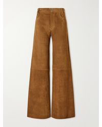 Stouls - Lilou Cropped Suede Wide-Leg Pants - Lyst