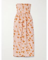 LoveShackFancy - Robe Midi Bustier En Voile De Coton À Imprimé Fleuri Luxie - Lyst