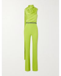 Safiyaa - Cara Draped Satin And Crepe Jumpsuit - Lyst