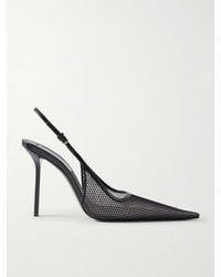Victoria Beckham - Victoria Leather-Trimmed Mesh Slingback Pumps - Lyst