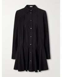 Loewe - Pleated Cotton-Poplin Mini Dress - Lyst