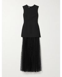 Adam Lippes - Layered Fil Coupé Silk And Grain De Poudre Wool-Blend Peplum Maxi Dress - Lyst