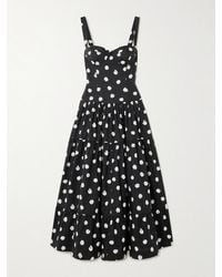 Cara Cara - Santiago Smocked Tiered Polka-Dot Cotton-Poplin Midi Dress - Lyst