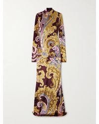 Etro - Paisley-Print Velvet Turtleneck Maxi Dress - Lyst