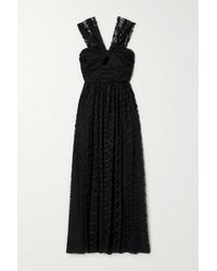Adam Lippes Knotted Draped Chantilly Lace Gown - Black