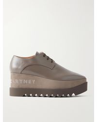 Stella McCartney - Elyse Logo-Embellished Vegan Leather Platform Pumps - Lyst