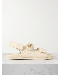 Gucci - New Marmont Gg Sandalen Aus Geprägtem Leder - Lyst