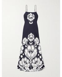 FARM Rio - Floral-Print Satin Maxi Dress - Lyst