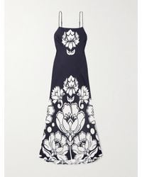 FARM Rio - Floral-Print Satin Maxi Dress - Lyst