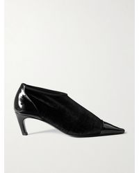 TOTEME - Patent Leather-Trimmed Velvet Ankle Boots - Lyst