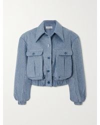 ROWEN ROSE - Sequin-Embellished Denim Bomber Jacket - Lyst