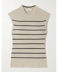 Max Mara - Giara Oberteil Aus Einer Gerippten Baumwoll-Seidenmischung Mit Streifen - Lyst