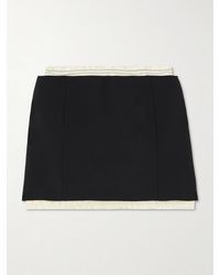 Victoria Beckham - Layered Ruched Satin-Trimmed Crepe Mini Skirt - Lyst