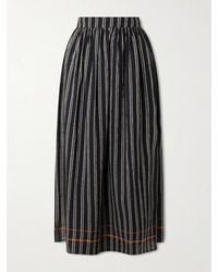 Ulla Johnson - Suri Striped Cotton-Voile Wrap Midi Skirt - Lyst