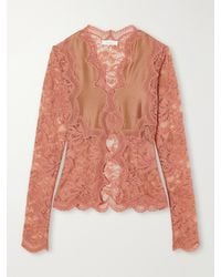 Rabanne - Lace-Trimmed Stretch-Satin Blouse - Lyst