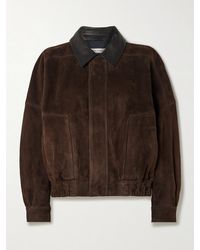 Nour Hammour - Dalma Leather-Trimmed Suede Bomber Jacket - Lyst
