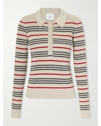 The Elder Statesman - Libeccio Stripped Wool, Silk And Linen-Blend Knitted Polo - Lyst