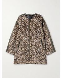 R13 - Convertible Faux Leather-Trimmed Leopard-Print Brushed Wool-Blend Coat - Lyst