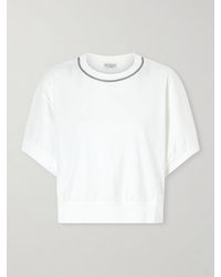 Brunello Cucinelli - Bead-Embellished Cotton-Jersey T-Shirt - Lyst