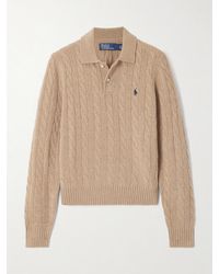 Polo Ralph Lauren - Cable-Knit Wool And Cashmere-Blend Polo Sweater - Lyst