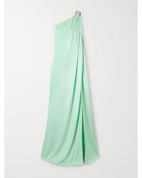 Stella McCartney - Midikleid Aus Satin Mit Raffungen Und Verzierungen - Lyst