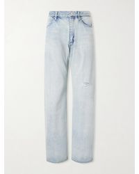 AURALEE - Distressed Mid-Rise Wide-Leg Jeans - Lyst