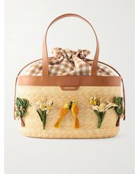 Aquazzura - Birdsong Appliquéd Leather-Trimmed Raffia Tote - Lyst
