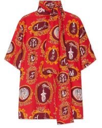 Chloé Bedruckte Bluse Aus Crêpe De Chine Aus Seide - Rot