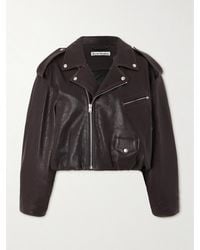 Acne Studios - Gathered Textured-Leather Biker Jacket - Lyst