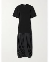 TOTEME - Cocoon Draped Voile-Paneled Knitted Midi Dress - Lyst