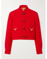 Valentino Garavani - Embellished Wool And Silk-Blend Drill Jacket - Lyst
