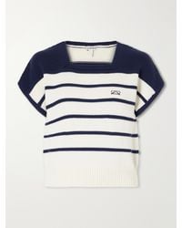 Loewe - Anagram-Embroidered Striped Cotton And Wool-Blend Sweater - Lyst