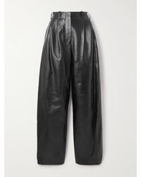 Givenchy - Pleated Leather Barrel-Leg Pants - Lyst