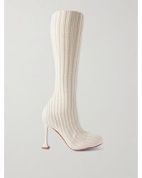AMINA MUADDI - Veneda Ribbed Stretch-Knit Knee Boots - Lyst