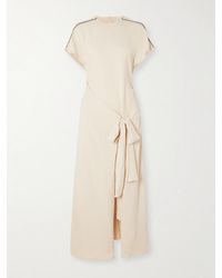 Victoria Beckham - Asymmetric Tie-Detailed Cady Midi Dress - Lyst