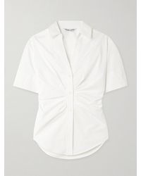 Veronica Beard - Devra Ruched Cotton-Blend Poplin Shirt - Lyst